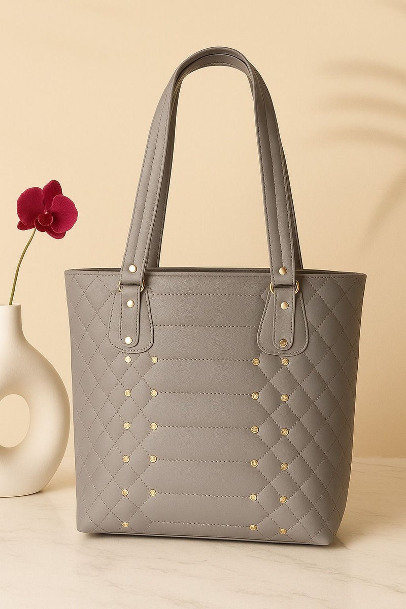 Osman Quilted Grey Handbag for Women - Image 1